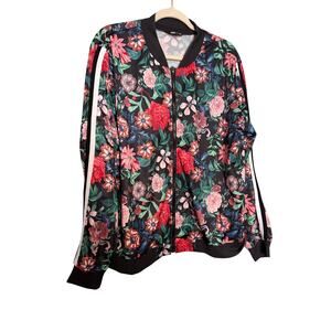 Project Runway colorful floral print track jacket